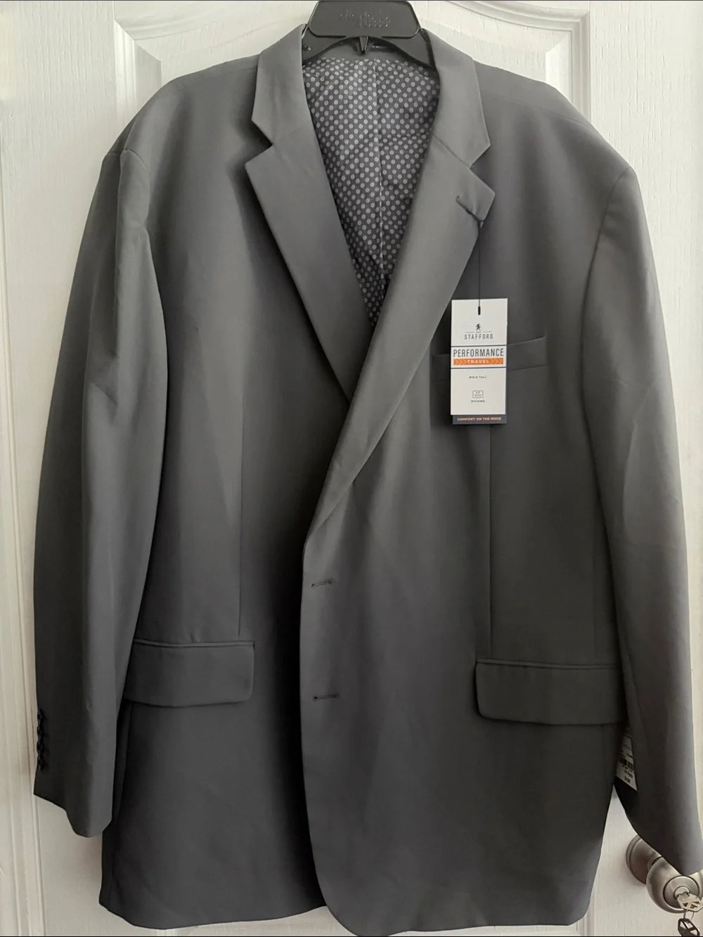 Stafford Dark Gray Performance Blazer Big & Tall size 54 charcoal suit jacket